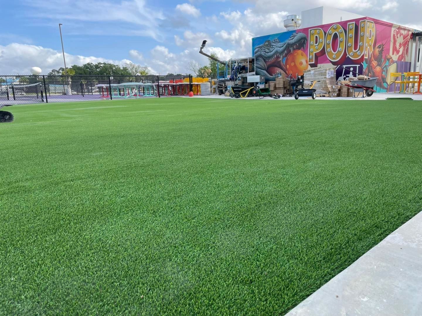 Large commercial turf install at POUR entertainment venue