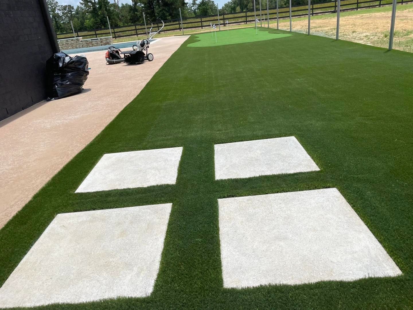 Stepping stones leading to custom putting green