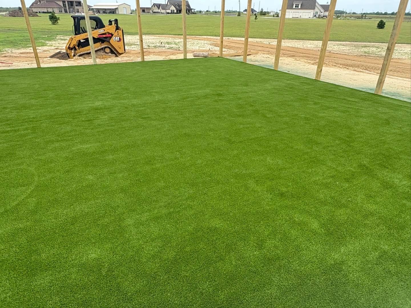 Turf base preparation and framing under structure